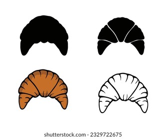 Cartoon croissant drawing. French croissants illustration. Delicious bake croissant sketch icon. Hand drawn croissant. Croissant vector black and white background.