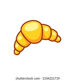 Cartoon Croissant isolated on a white. Vector illustration.