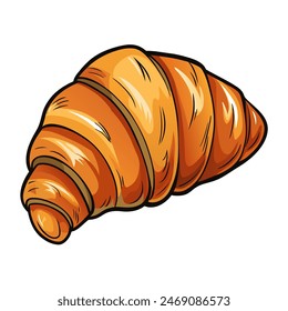 Cartoon croissant on white background with art, fashion, illustration keywords