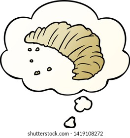 cartoon croissant with thought bubble in smooth gradient style