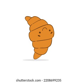 Cartoon croissant vector art illustration isolated on white background