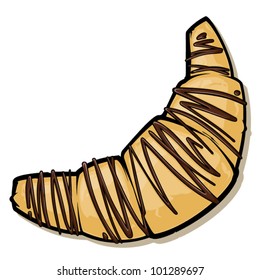 Cartoon croissant. Vector illustration.