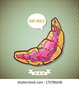 Cartoon croissant. Vector illustration.