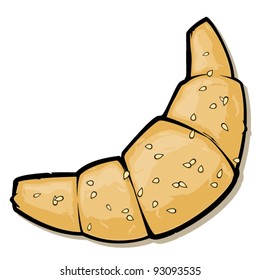 Cartoon croissant. Vector illustration.