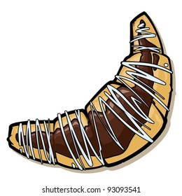 Cartoon croissant. Vector illustration.
