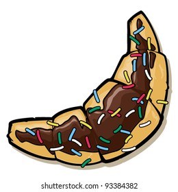 Cartoon croissant. Vector illustration.