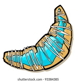 Cartoon croissant. Vector illustration.