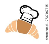 A cartoon croissant wearing a chefs hat