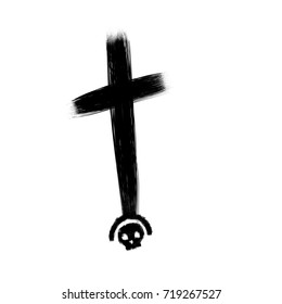 cartoon cross skull grave
