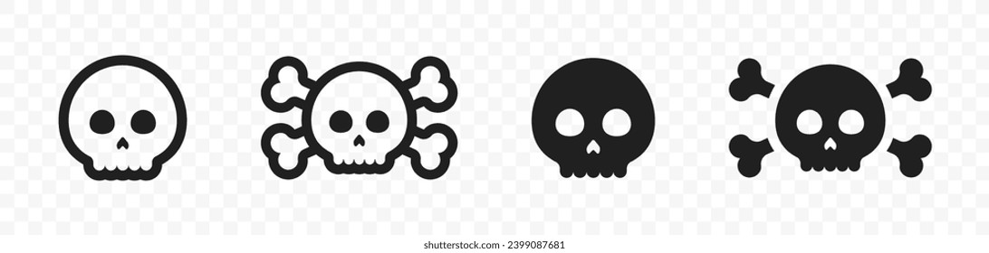 Cartoon crossbones and skull icons. Caartoon skeleton icons. Crossbones and Skull vector icon set. Skull icon set.