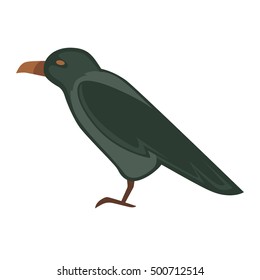 pájaro cuervo de caricatura. Ilustración vectorial aislada en fondo blanco.