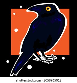 cartoon crow black and orange