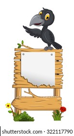 cartoon crow with blank board