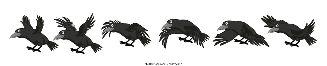 cartoon crow character with different style and expansion