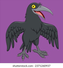 Cartoon crow isolated character design illustration