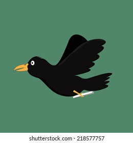 cartoon crow pass on the information, Cartoon crow the postman, negative pass on the infomation vector illustration.