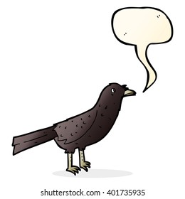 cartoon crow with speech bubble