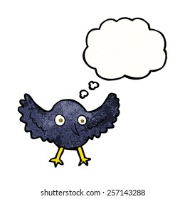 cartoon crow with thought bubble
