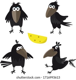 Cartoon crow vector image set