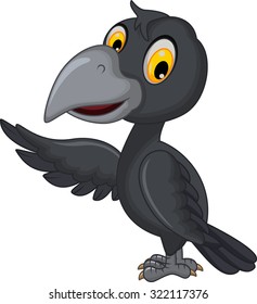 cartoon crow waving