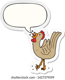 cartoon crowing cockerel with speech bubble sticker