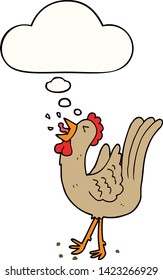 caricatura de un gallo con burbuja de pensamientos