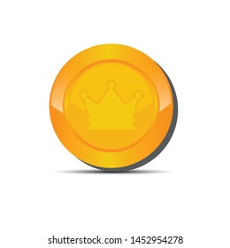 Cartoon, crown coin in White background.,vector eps10