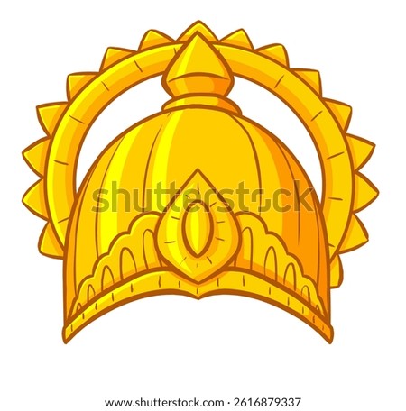 Cartoon Crown Design Vector, Golden Crown Illustration, yellow, indian king crown Vector