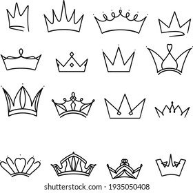 Cartoon crown doodle set wings for decoration design. Vector pattern. Decorative element. Animal pattern. Vector decorative object. Vector background. Vector set. Nature art.