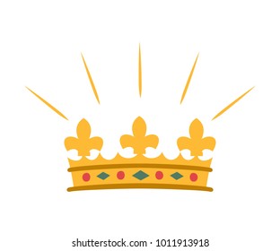 Cartoon crown icon on white background. Vector illustration.