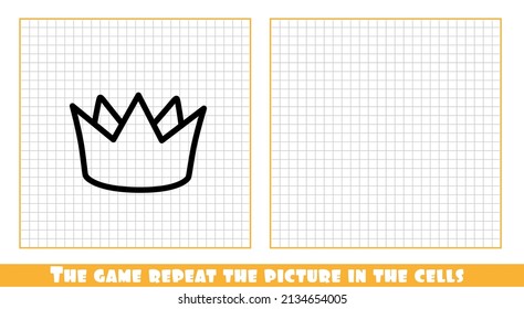 Cartoon crown outlined the game repeat the picture in the cells