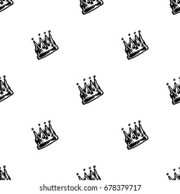 Cartoon Crown pattern. Vector illustration. Background.