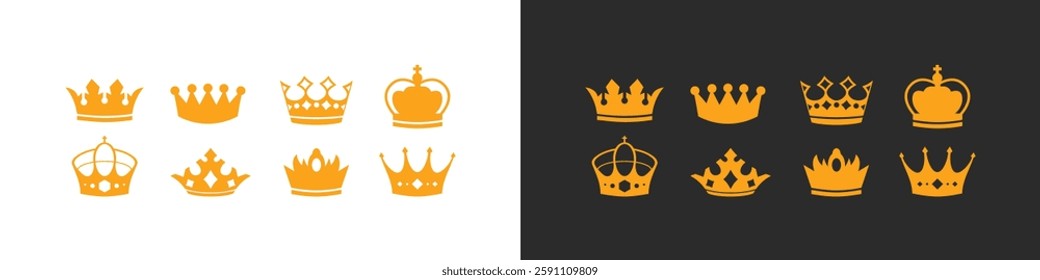 Cartoon crown symbol. Crown icon for web design. Isolated on white background. Vector illustration