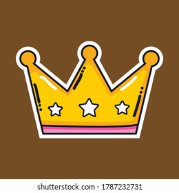 Cartoon crown symbol Vector Illustration Gold color