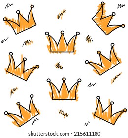 Ã?Â�Ã?Â¡ute cartoon crowns background drawn by hand. Bright colors. Vector illustration.