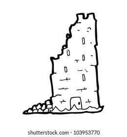 Karikaturm zerbröckelndem alten Turm