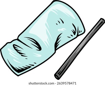 Cartoon crushed plastic cup with straw