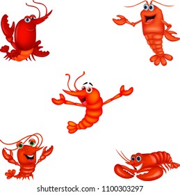 Cartoon crustacean collection set