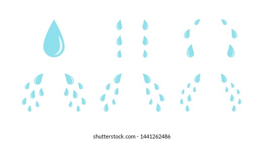 Cartoon cry tears. Droplets or teardrops symbols isolated on white background