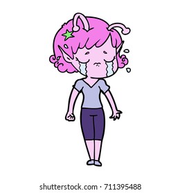 cartoon crying alien girl