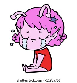 chica alienígena llorando dibujos animados