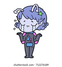 chica alienígena llorando dibujos animados