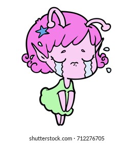 chica alienígena llorando dibujos animados