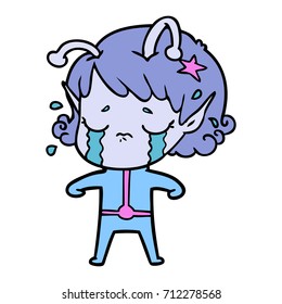cartoon crying alien girl