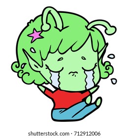 cartoon crying alien girl