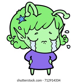 cartoon crying alien girl