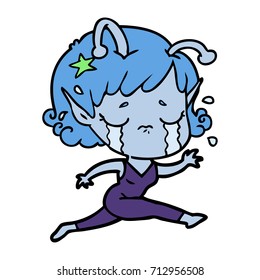 cartoon crying alien girl