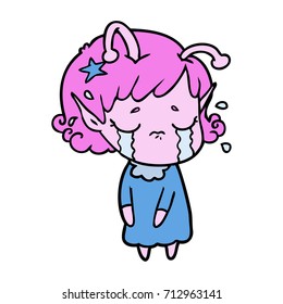 Cartoon weinend Außerirdische Mädchen