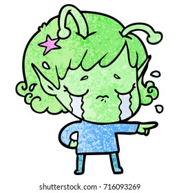 cartoon crying alien girl