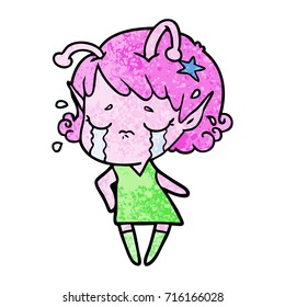 Cartoon weinend Außerirdische Mädchen